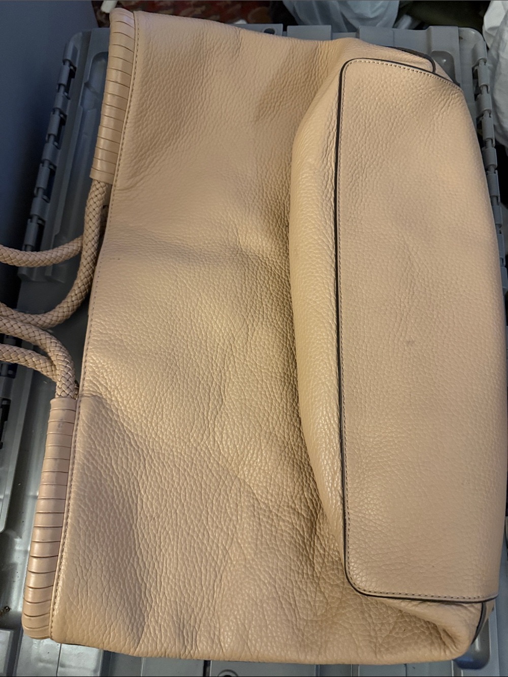 Tory Burch Blush Pebbled Leather Braided-Handle Tote - Picture 2 of 6